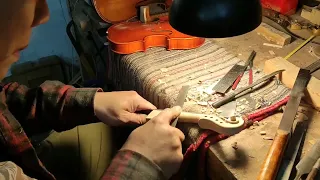 Process Of Making Violin. Chinese Instrument Master