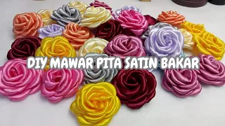 DIY MAWAR PITA SATIN BAKAR || APLIKASI || #diy