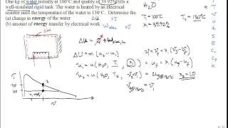 Energy entropy and exergy change or transfer for electrically heated rigid steam tank