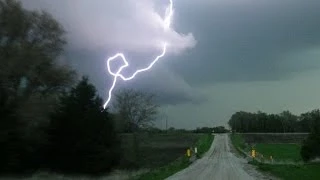 MOTHERS DAY GREEN TORNADO - 1.3 mile wide EF3, Supercell & Lightning barrage!