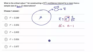 Example finding critical t value