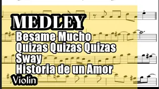 Medley Violin Besame Mucho Quizas Sway Historia de un Amor Sheet Backing Play Along Partitura