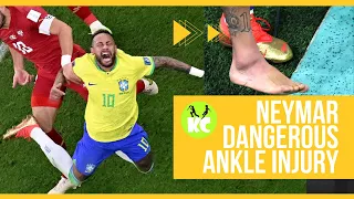 Brazil's Neymar left in tears on bench after ankle injury against Serbia