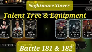Mk Mobile Nightmare Tower Battle 181 & 182 with Gold Team | Talent Tree & Equipment #mortalkombat