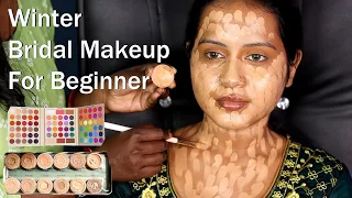 Winter Bridal Makeup/ Best Affordable Bridal Makeup For Beginners/ Step By Step Makeup Tutorial