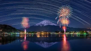 [ 4K UHD ] 河口湖冬花火 + 富士山 + 星の軌跡 - Lake Kawaguchi Winter Firework+ Star Trails over Mt. Fuji 2018 -
