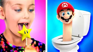 Super Mario Uses Toilet Gadgets! Amazing Parenting Hacks by Princess Peach, Funny Moments by Woosh!