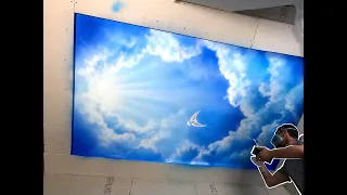 How to paint clouds acrylic easy ceiling mural