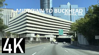 Driving from Midtown Atlanta to Buckhead 4K Street Tour