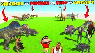 SHINCHAN vs PINCHAN vs CHOP vs AMAAN-T in ANIMAL REVOLT BATTLE SIMULATOR Dinosaur Game | AMAN-YT