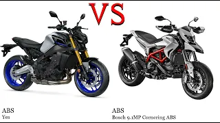 Yamaha MT 09 vs Ducati Hypermotard 939 Test specification comparison