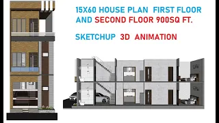 15x60 House Plan 2nd Floor 3D Animation | House Design 3d | 15x60 @3dhn