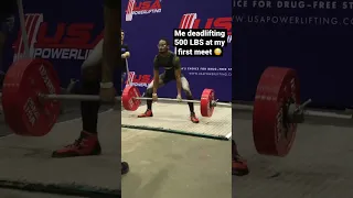 Me deadlifting 500LBS at my first powerlifting meet 😳🔥