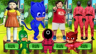 Tag with Ryan PJ Masks Catboy UPDATE vs Squid Game Run Red Light Green Light HoneyComb Combo Panda