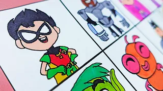 Drawing TEEN TITANS GO Movie Characters - Robin Cyborg Starfire Raven Beast Boy Silkie Batman