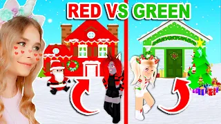 RED Vs GREEN Christmas HOUSE Challenge In Adopt Me! (Roblox)