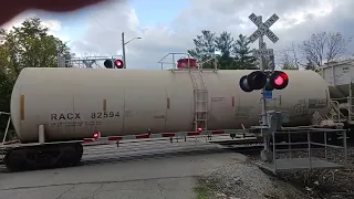 a long double-decker Fright train came through this crossing check description for more info!