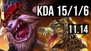 KLED vs RENEKTON (TOP) | 15/1/6, Legendary, 900K mastery | NA Master | v11.14