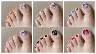 5+ Easy toe nail art designs with household items and nail art tools || Beginners nail art