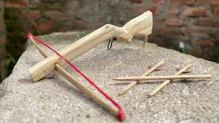 wow amazing craft, how to make mini handmade crossbow using pallet wood