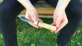 Якутский нож малый из х12мф, рукоять карельская береза
