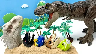 Dinosaur Battle - Dinosaur Heads In Sand! Tyrannosaurus Ankylosaurus