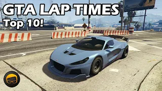 Top 10 Fastest Cars (2023) - GTA 5 Best Fully Upgraded Cars Lap Time Countdown