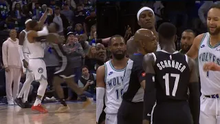 Dennis Schroder gets heated and shoves Mike Conley for shooting 3 at end of game 😳