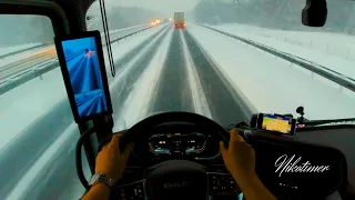 POV Winter adventures in Europe by truck DAF XG Nikotimer