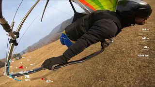 High speed hang gliding landing ( 150 kmh - 93 mph )