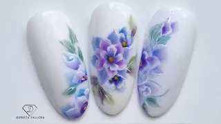 Floral spring nail art. One stroke nail art with gels.