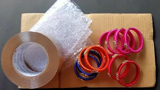 how to pack ordered bangles at home with simple material ☺️☺️ #packing