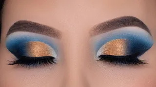 Royal Blue Golden Cut Crease Tutorial