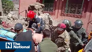 Moment Moroccan earthquake rescuers rejoice after finding survivor