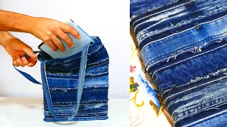 Handmade Denim shopper Recycled from old denim jeans / Tote bag