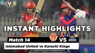 Islamabad United vs Karachi Kings | Full Match Instant Highlights | Match 14 | 1 March | HBL PSL 5