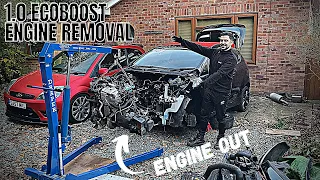 Removing the Engine from my *CRASH DAMAGED* Fiesta 1.0 Ecoboost | CoPart Salvage Car