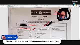 LIVE 1  How to fill BIO DATA Form INDIAN BANK CLERK DV