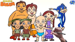 Chhota Bheem Drawing || How to Draw Chhota Bheem All Characters Easy Step by Step