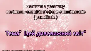 Заняття з розвитку соціально-емоційної сфери дошкільників(ранній вік)" Цей дивовижний світ"С.Плаксюк