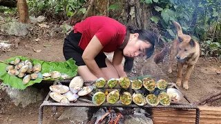 Grilled The Mussel ( Oyster ) In Forest - Cooking Girl #43