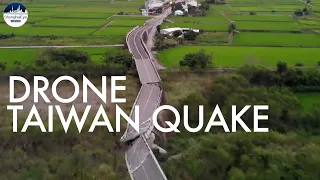 DRONE footage shows collapsed bridge in massive Taiwan quake