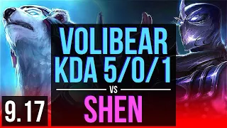 VOLIBEAR vs SHEN (TOP) | 2 early solo kills, KDA 5/0/1 | NA Diamond | v9.17