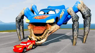 Crazy Escape From The Mutant Lightning McQueen Eater VS Lightning McQueen Tow Mater Beamng Drive #95