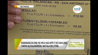 Balitang Southern Tagalog: Bilang ng mga nag-apply ng kanilang taripa sa CALABARZON, mababa