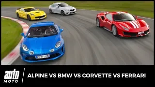 Alpine vs BMW vs Corvette vs Ferrari : quatre propulsions au top