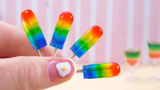 Frozen Miniature Rainbow Jelly Popsicles - Rainbow Tropical Fruits Ice Cream | Mini Cake Ideas