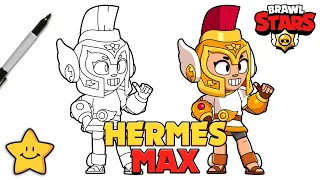 How To Draw Hermes Max ⚡️🌟 | Brawl Stars | New Skin | Jurassic Splash