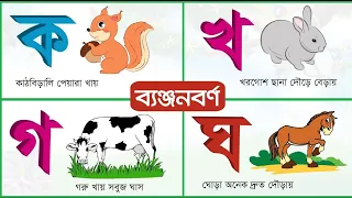 বাংলা ব্যাঞ্জনবর্ন।  ক খ গ ঘ। Bangla Banjonborno. ছবি দেখে বাংলা ব্যাঞ্জনবর্ন শিখি