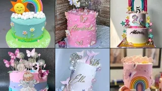 50 Birthday cake ideas for girls/Baby girl, modern design with rainbow and butterfly//compilation.